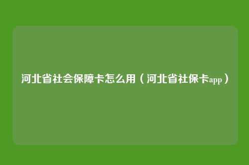 河北省社会保障卡怎么用(河北省社保卡app)