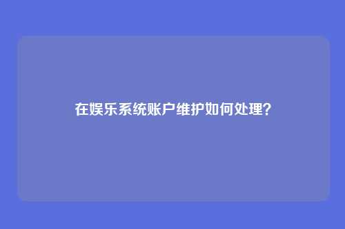 在娱乐系统账户维护如何处理?